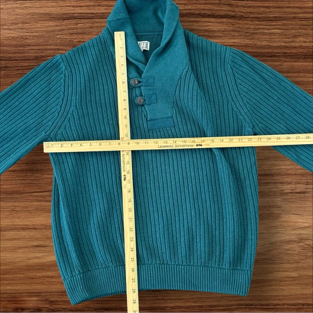 NWT Duluth Trading Blue Green‎ Thick Shawl Collar Wool Blend Sweater Men L